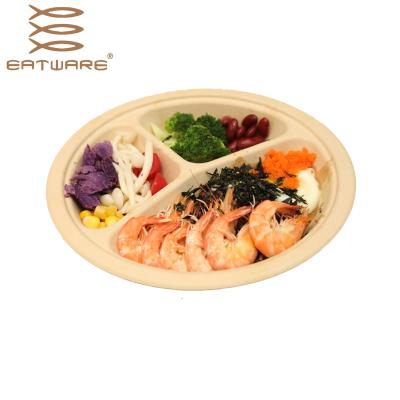 China Disposable Stylish Disposable Dish 9 Inch 3 Round Disposable Biodegradable High Quality Disposable Eco Friendly for sale