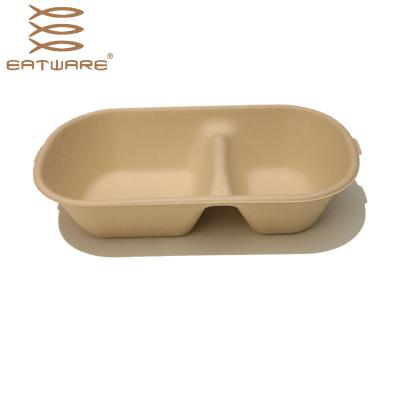 China 1000ml 2 Compartment Disposable Fast Food Grade Grocery Packing Box Microwavable Disposable Fast Food Safe Packing Takeout Box for sale