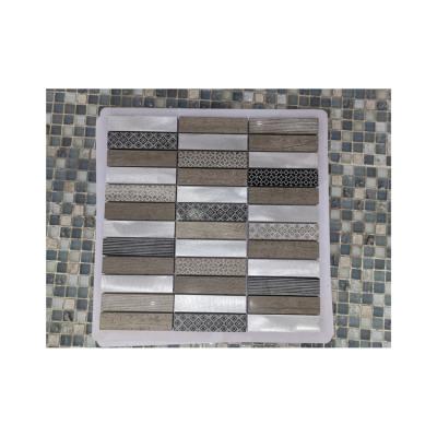 China 2021 New Brand Customized Modern Glass Mosaic Tile Building Material For House Aluminum Stone Glass Mixed Mosaic Tile for sale