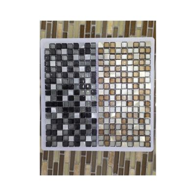 China Modern Specialization in Manufacturing Decoration Natural Stone Materials Stone Wall Mosaic Metal and Glass Mixed Mosaic Tiles for sale