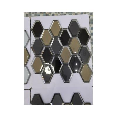 China Modern Best And Cheapest Hexagonal Glass Mosaic Mirror Glass Mosaic Tiles for sale