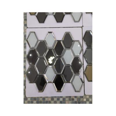 China New Products Modern Hot Mosaic Glass Tiles Hexagonal Mirror Glass Mirror Mosaic for sale