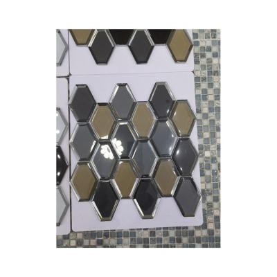 China Wholesale Modern Stone Tile Cheapest Price Mirror Glass Mirror Hexagonal Mosaic for sale