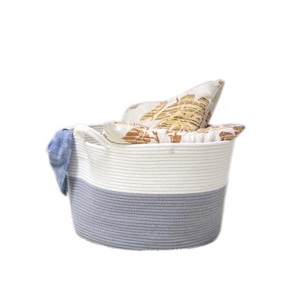 China Large Size Laundry Basket Home Sustainable Storage Nordic Cotton Rope Basket With Handles for sale