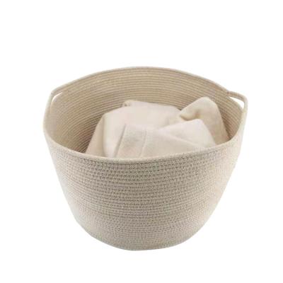 China Large Size Sustainable Cotton Rope Woven Basket Maker Laundry Hamper for sale