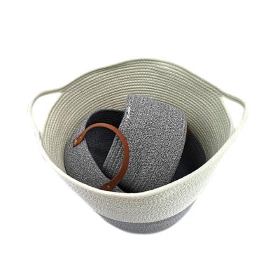 China Annd Cotton Casual Gray Beige Rope Hamper Large Universal Laundry Hamper for sale