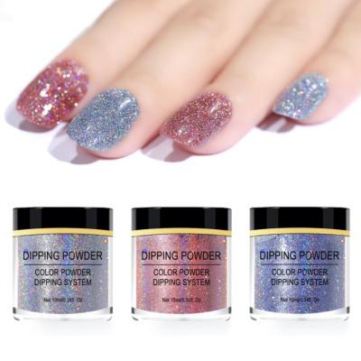 China Easy Apply Nail Seep Water Dip Powder Kit Laser Colored Crystal Glitter Beautify Starch Manicure Dipping Nail Powder Set High Quality for sale