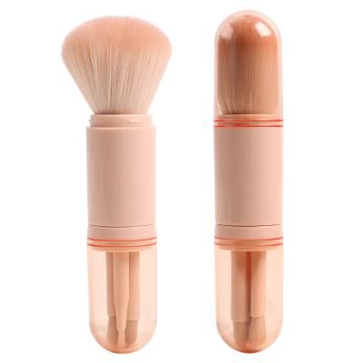 China Silky Soft Four-in-One Green Retractable Complexion Makeup Brush Can Be Customized Portable Makeup Brush Beauty Tool Powder Brush for sale