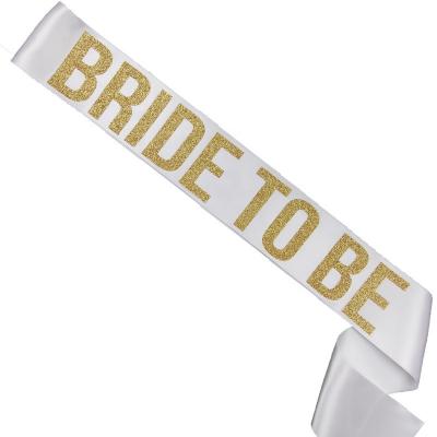 China Shiny Gold Glitter Bridal Shower BRIDE TO BE Sash Bridal Shower Gift Bridal Shower Wear Wedding Decoration Accessory for sale