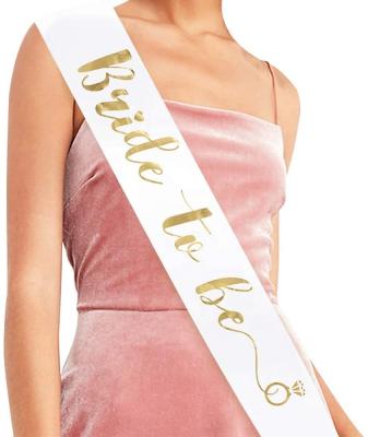 China Manufacturer Bridal Cheap Custom Shower Bride To Be Gold Satin Sash Bachelor Party Bride To Be Satin Sash Hen Party Sash for sale