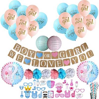 China Baby Shower New 2019 Wholesale Boy or Girl We Love You Banner Mom To Be Sash Paper Lantern Baby Shower Decoration Set for sale