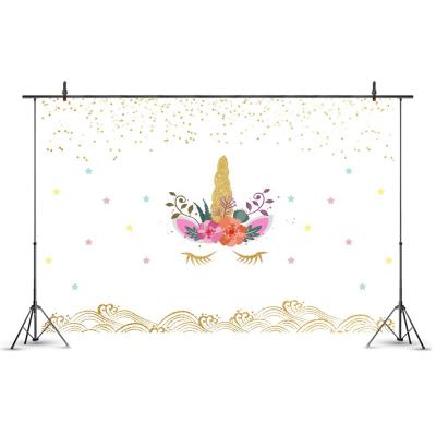 China Hot Selling Birthday Party Custom Amazon Unicorn Photography Backdrop Decoration for Unicorn Photo Backdrop Unicorn Birthday Party Supplies for sale