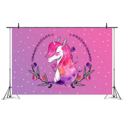 China Hot Selling Birthday Party Custom Amazon Unicorn Photography Backdrop Decoration for Unicorn Photo Backdrop Unicorn Birthday Party Supplies for sale