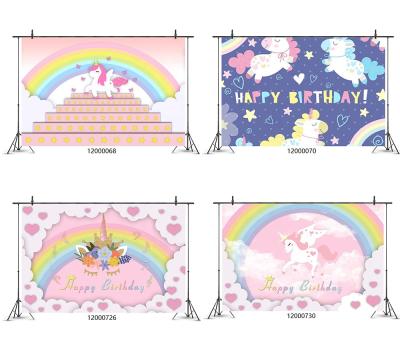 China Hot Selling Birthday Party Custom Amazon Unicorn Photography Backdrop Decoration for Unicorn Photo Backdrop Unicorn Birthday Party Supplies for sale