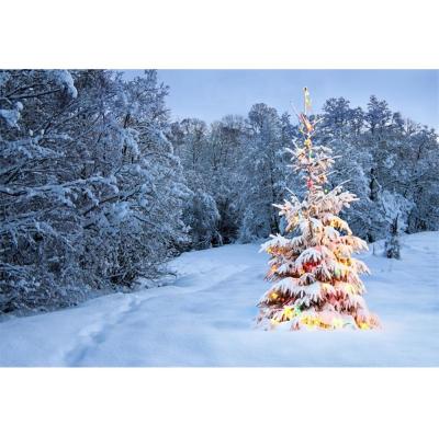 China Snow Forest Background 2020 New Year Christmas Backdrop Christmas Tree Photography Background Party Supplies for sale