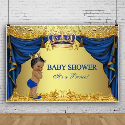 China Cute Hot Selling Baby Shower Party Decoration Amazon Baby Shower Party Backdrop It's a Prince Pink or Blue Gender Reveal Photography Backdrop for sale