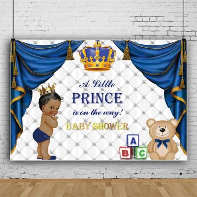 China Cute Hot Selling Baby Shower Party Decoration Amazon Baby Shower Party Backdrop It's a Prince Pink or Blue Gender Reveal Photography Backdrop for sale