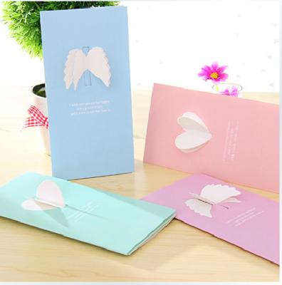 China 3D Paper Wings Thank You Card Paper Envelope Wrapping Birthday Valentine's Day Wedding Favors Gifts Invitation Card for sale