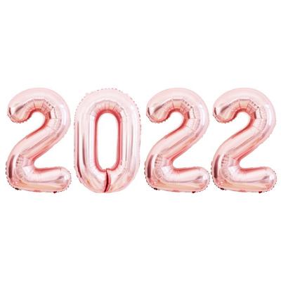 China Birthday 16 inch Rose Gold 2022 Gradient Number Pearl Shaped Globos Happy New Years Balloons for New Year Party Decoration for sale