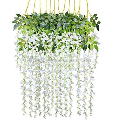 China Party Decoration Hanging Garland Silk Wedding Decoration Vine Wisteria Garland Room Supplies Artificial Flower Vine for sale