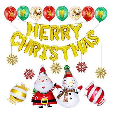 China Merry Christmas Candy Snowman Snowflake Alphabet Foil Balloons Latex Balloons Latex Balloons Merry Christmas Party Decorations for sale