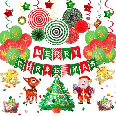 China Merry Christmas Party Decorations Kit Paper Fans Merry Christmas Banner Hanging Swirl Paper Garland for Banner for sale