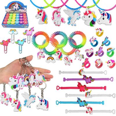 China 98pcs Unicorn Theme Party Supplies 98pcs Bracelet Rings Key Chain Unicorn Birthday Party Supplies for Kids Unicorn Party Favors Toy for sale