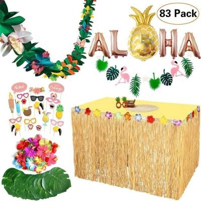 China 83pcs/set Party Decoration Flower Garland Set Summer Flamingo Tropical Hawaiian Themed Party Supplies Photo Booth Props for sale