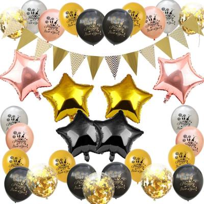 China New Year's Eve Party Graduation Party Supplies Happy New Year Balloons Set 2022 New Years Eve Party Supplies Decorations Triangle Foil Banner Balloons Movie Star Set for sale