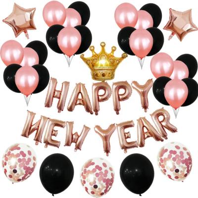 China 2022 Latex Balloons Rose Gold Happy New Year New Year's Eve Party and Graduation Party Supplies Foil Helium Balloons Happy New Year Decorations Set for sale