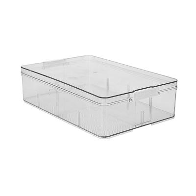 China Stackable Clear Fresh Keep PET Kitchen Container Refrigerator Boxes Fridge Food Drawer Plastic Storage Bins for sale