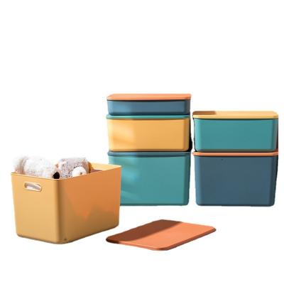 China Wholesale Clothing Stored Finishing Opposite Color Plastic Sundries Household Storage Box With Cover for sale