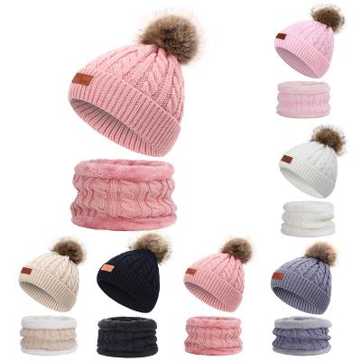 China COMMON Infant Toddler Hat Winter Wool Hats And Scarf Color Neck Warmer 0-4Y Pure for sale