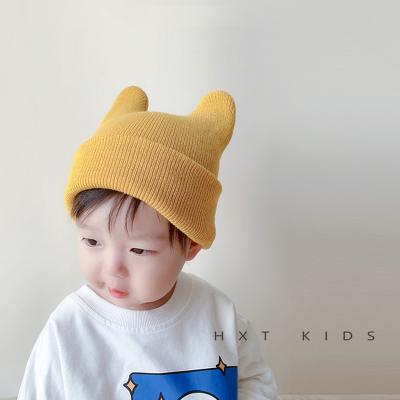 China Cheap Fashion Kids Beanie Hat Cute Cat Ear Hat Winter Baby Knitted Hats 1-2Y for sale