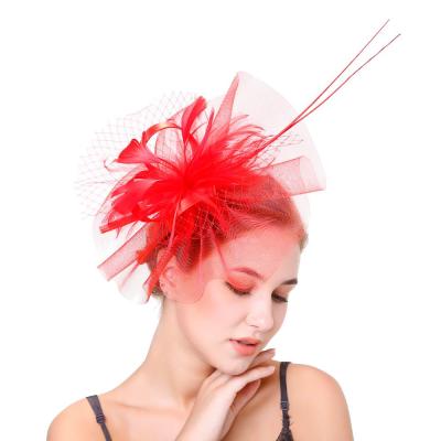 China 2021 Plush Fashion Decorations Bridal Church Wedding Fascinators Hats Bride's Headdress for sale