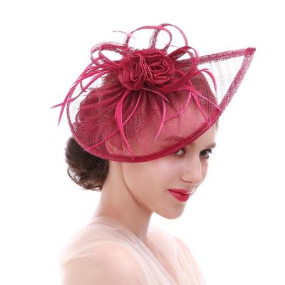 China Plush 2021 Kentucky Derby sinamay wedding pink hair accessories church hats for sale