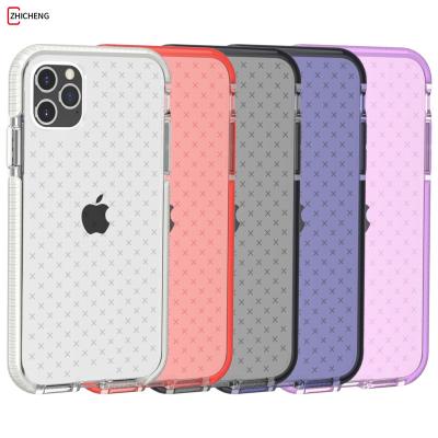 China Anti-drop the new rhombus pattern for iphone11 mobile phone shell two color anti-drop lattice for 11promax transparent soft shell for sale