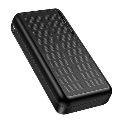 중국 High Capacity True Black Portable Phone Charger Fast Charging 20000mAh Solar Power Bank with Dual USB for Camping 판매용