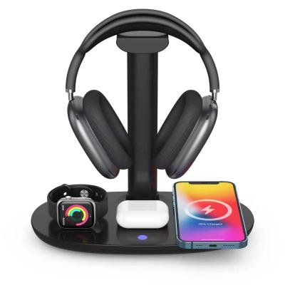 China Tool Electric Multiple 4 in 1 Wireless Earphone Stand Charger Headphone Stand Charging Station Dock for Max AirPods for Apple Watch for sale