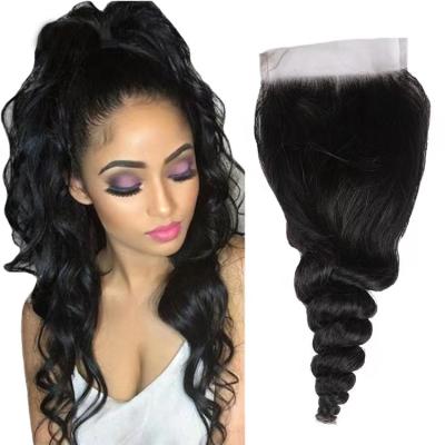 China Original Loose Wave LK Brazil Cuticle Aligned Virgin Hair 4x4 HD Lace Up Closed Hair Tress Natural Hairline Loose Wavy Hair for sale