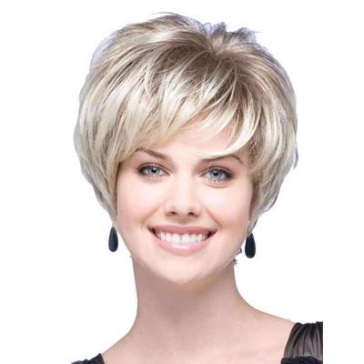 China American Hot Sale High Temperature Synthetic Short Wig Bob Non Glue Wig Water Wave LK Source Manufacturers Gradient Rice 100% Silver for sale