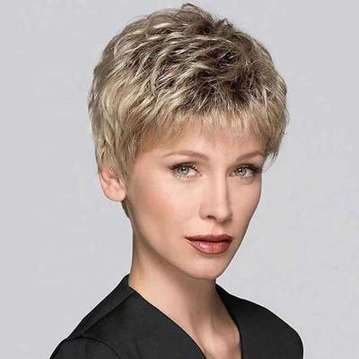 China 100% Multicolor Wave LK Source Rice Elf Wig Italian American High Quality Silver Short Synthetic Gradient Hair Wig Italian for sale