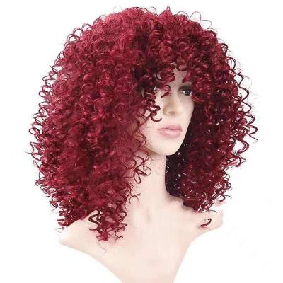 China Cheap Peruvian Synthetic Hair 280g LK Spring Curly Hair Bob Style Vibrant Red Headband African Black Women Synthetic Wig for sale