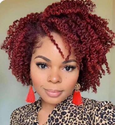 China LK Bob Peruvian Wig Curly Afro Wave Wigs Cheap Vibrant African Natural Brown Hair Lady Short Hair Bangs for sale