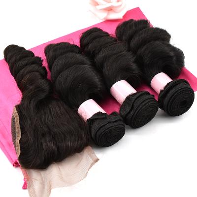 China LK 10A Virgin Peruvian Virgin Soft Thick Shedding Barely Type Can Dye Chocolate Hair Weave 18 Inch Hair Bundles With Closure for sale