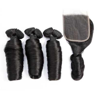 China LK Remy Natural Color Grade 10A 11A Brazilian Fumi Curly Virgin Human Hair Weave Spring Curl Super Soft Smooth Thick Shedding Barely Pulled Hair Double for sale