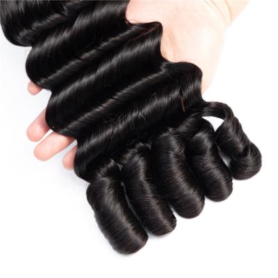 China LK Factory Price Brazilian Hair Soft Thick Smooth Shedding Barely Cuticle Lined Virgin Hair Fumi Ocean Wave Curly Weaving Hair Bundles for sale