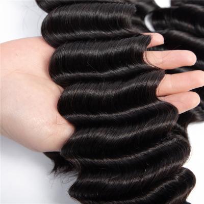 China LK Super Soft Thick Double Wave Deep Wave Double Drawn Virgin Hair Barely Drawn Half , Raw Virgin Hair Weave Bundles Hair Extension for sale