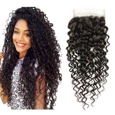 China LK 100% Soft Soft Thick Lace Shedding Human Hair Unprocessed Brazilian Hair Water Wave Hair Extension Barely Frontal Closure for sale