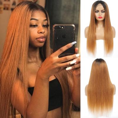 China 100% Blonde Ombrehoney Lace Front Wigs Good Thickness And Small Short Hair LK High Density Remy Virgin Color Lace Front T Shape Wig for sale